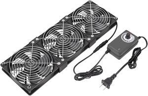 3X 120mm 12V Computer Fan with DC to AC 100V - 240V Speed Controller, Cooling for Window Cabinet Chassis Machine Server Workstation Refrigerator, Greenhouse