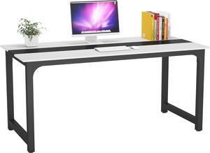 Modern Computer Desk, 70.8 x 31.5 inch Large Office Desk Computer Table Study Writing Desk Workstation for Home Office, White/Black