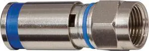 Klein Tools Weatherproof Compression F-Connector for RG6 Coax Cable, 50-Pack, Silver Metallic
