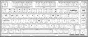 82 Key Wireless Hot Swappable Mechanical Gaming Keyboard with Transparent Keycaps,BT5.0/2.4G/USB-C, Gasket Mount Keyboard,for Windows/Mac (Crystal Ice Switch, Wireless-White)