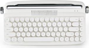 68 Keys Wireless Typewriter Keyboard, Retro Keyboard with Integrated Stand, USB-C/Bluetooth Keyboard with Cute Round Keycaps for Multi Device for Win/Mac - Snow White