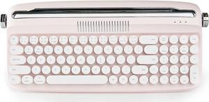 82 Keys Wireless Typewriter Keyboard, Retro Keyboard with Integrated Stand, USB-C/Bluetooth Keyboard with Cute Round Keycaps for Multi Device for Win/Mac - Baby Pink