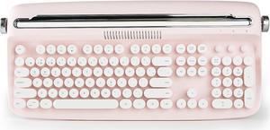 104 Keys Wireless Typewriter Keyboard, Retro Bluetooth Aesthetic Keyboard with Integrated Stand for Multi-Device - Baby Pink