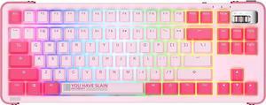 87 Keys TKL Hot Swappable Wireless Mechanical Keyboard with Metal Knob, RGB Backlight, Double Shot PBT Keycaps for Gamers/Mac/Win (TTC Speed Silver V2,Candy Pink)