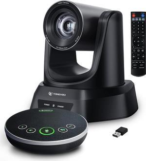 Conference Room Camera System with Bluetooth Speakerphone, 3X 1080P 60fps USB PTZ Video Camera Kit for Meeting Church Works with Microsoft Teams, Zoom, OBS, PC(Cam+ Mic)