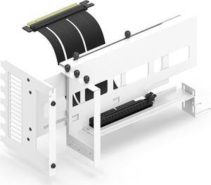 Vertical PCIe 4.0 GPU Mount Bracket Graphic Card Holder with 5V 3 Pin ARGB LED Module, Video Card VGA Support Kit with PCIe 4.0 X16 Gen4 17cm/6.69in Riser Cable 90 Degree Right Angle (White)