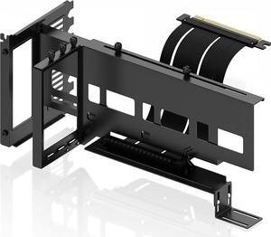 Vertical PCIe 4.0 GPU Mount Bracket Graphic Card Holder with 5V 3 Pin ARGB LED Module, Video Card VGA Support Kit with PCIe 4.0 X16 Gen4 17cm/6.69in Riser Cable 90 Degree Right Angle (Black)