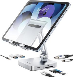 USB C Hub with Stand, 7 in 1 Docking Station with 4K 30HZ HDMI, 3.5mm Audio Jack, 60W PD Charging, 2 x USB 3.0, SD/TF Card Reader, for iPad Pro 2021-2018/Macbook Pro 2017-2019