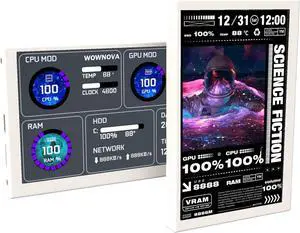 5" Computer Temp Monitor (Dynamic Theme Supported), Pc Temperature Display, PC Sensor Panel for PC ARGB Computer Case, IPS Type-C USB Mini Secondary Screen PC CPU RAM HDD Data Monitor - White