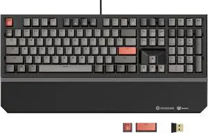 Wireless Mechanical Keyboard with Kailh Box Blue Switch, Dark Knight Computer Keyboard for Gaming, Typing, Ergonomic 108-key Typewriter Keyboard with Wrist Rest