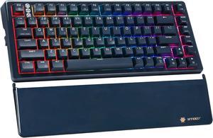 Three-Mode Mechanical Keyboard, RGB Backlit Gaming Keyboard, 2.4G Wireless/Bluetooth/Type-C Wired, Hot Swappable Red Switches, 83-Key TKL Compact Keyboard with Wrist Rest