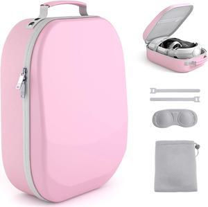 Carrying Case for Oculus Quest 2/Meta Quest 3/Pico 4, Compatible with Elite/Battery Headset Strap Accessories, Hard Travel Case - Pink