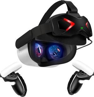 RGB Comfort Battery Head Strap and Controller Grips Protector Compatible with Oculus/Meta Quest 2 Accessories, Battery Pack Elite Strap 5000mAh for Enhanced Support and Extend Playtime in VR