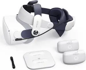Head Strap Twin Battery Combo Accessories,Compatible with Quest 2,Dual Battery Pack + Magnetic Charging Dock