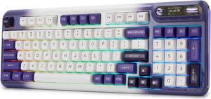 Mechanical Keyboard, Hot Swap Gasket Wireless Gaming Keyboard with Knob OLED Smart Display, Wireless/Bluetooth/USB-C Wired for Win/Mac (Tactile Switch, Light Purple)
