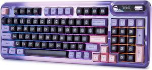 Mechanical Keyboard, Hot Swap Gasket Wireless Gaming Keyboard with Knob OLED Smart Display, Wireless/Bluetooth/USB-C Wired for Win/Mac (Linear Switch, Purple)