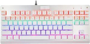 Compact 87-Key Tenkeyless Backlit Mechanical Keyboard | Tactile Brown Switches | Multi-Color & Multi-Mode Lighting | N-Key Rollover | White