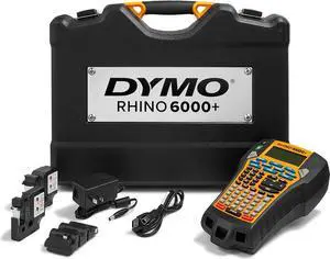 DYMO Rhino 6000 Industrial Label Maker Kit, Computer Connected Label Maker with Hard Carry Case, 1 Vinyl Tape Cassette, 1 Flexible Nylon Tape Cassette and Rechargeable Lithium Ion Battery