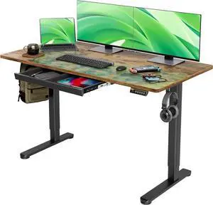 55" Standing Desk with Drawers, Stand Up Electric Standing Desk Adjustable Height, Sit Stand Desk Computer Workstation, 55 Inch, Rustic Brown 55" Rustic Brown 55" Standing Desk with Drawers, Stand Up Electric Standing Desk Adjustable Height, Sit Stand Desk Computer Workstation, 55 Inch, Rustic Brown 55" Rustic Brown