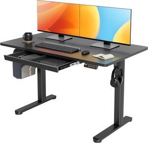 48" Standing Desk with Drawers, Stand Up Electric Standing Desk Adjustable Height, Sit Stand Desk Computer Workstation, 48 Inch, Black