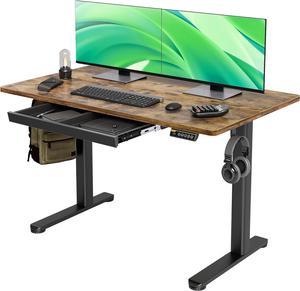 48" Standing Desk with Drawers, Stand Up Electric Standing Desk Adjustable Height, Sit Stand Desk Computer Workstation, 48 Inch, Rustic Brown