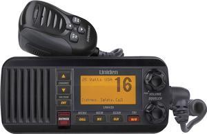 Uniden Advanced Fixed Mount VHF Marine Radio, All USA/International/Canadian Marine Channels Including New 4-Digit, CDN B Channels, 1 Watt/25 Watt Power, Waterproof IPX8 Submersible, Black