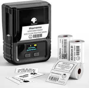 Label Maker-Barcode Printer, 2 Inch Bluetooth Thermal Label Printer, Portable Label Maker Machine for Barcode, Qr Code, Small Business, Address, with 3 Pack Thermal Label, Black Set