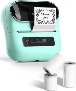 Label Maker 3.14 Inch Bluetooth Portable Thermal Label Printer for Barcode, Address, Labeling, Mailing, File Folder Label, Easy to Use, Support Phone&PC, With 3 Coiled Label Green