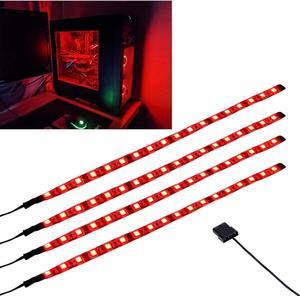 Computer Light LED Strip with Magnetic Design for PC Case Lighting Kit,Mid Tower and Full Tower use  - 4Pack RED