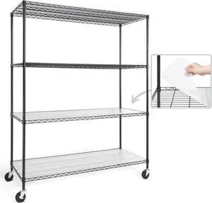 NSF Commercial Grade Heavy Duty Wire Shelving w/Wheels, Leveling Feet & Liners, Storage Metal Shelf, Garage Shelving Storage, Utility Wire Rack Storage Shelves, 60 x 24 x 76 4-Tier w/Liner