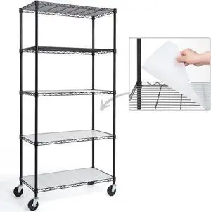 NSF Commercial Grade Heavy Duty Wire Shelving w/Wheels, Leveling Feet & Liners, Storage Metal Shelf, Garage Shelving Storage, Utility Wire Rack Storage Shelves, 36 x 18 x 76 5-Tier w/Liner