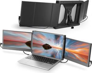 Portable Monitor for Laptop, 12 Full HD IPS Display, Dual Triple Monitor Screen Extender, HDMI/USB-A/Type-C Plug and Play for Windows, Chrome & Mac, Work with 13-16 Laptops