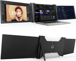 15.6" Triple Monitor for Laptop, FHD 1080P IPS Portable Monitor for 15.6-17.3 Laptop, Plug and Play Laptop Screen Extender with USB-C&HDMI 100% sRGB 300 nits, Dual Monitor for Windows, Mac, Black