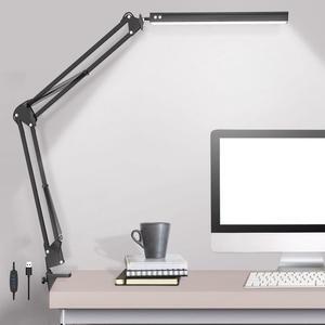 LED Desk Lamp,Adjustable Swing Arm Desk Lamp with Clamp,Dimmable Desk Light Eye-Care Table Light, Memory Function, 3 Color Modes, 10-Level Brightness Table Lamp for Home, Office, Study, Reading
