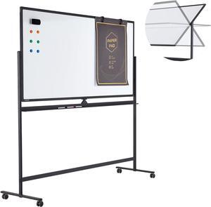 Dry Erase Whiteboard Easel on Wheels 70'' x 36'' Large Double Sided Mobile Whiteboard, Reversible Magnetic Rolling White Board for Home Office Classroom, Flip Chart Holders and Paper Pad