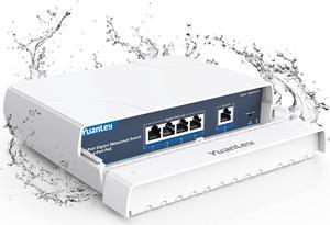 4-Port PoE Switch Gigabit- Waterproof Outdoor Ethernet Unmanaged Network Switch with VLAN Function, 78W Built-in Power, IEEE802.3af/at Support and Plug & Play, Ideal for Outdoor Use