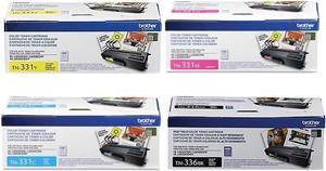 Brother Genuine TN336BK, TN331C, TN331M, TN331Y Black/ Cyan/ Magenta/ Yellow Toner Cartridge, 4-Pack