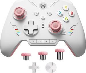 PC Controllers for Gaming, BIGBIG WON Rainbow 2 SE Wireless Controller Motion Aim, Hall Effect Trigger, 12-bit ADC, 3 Sets Joysticks, 4-way&8-way D-pad Controller for Switch/PC/Android/iOS Pink