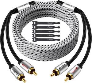 Premium RCA Cable 50 Ft (Hi-Fi Sound-16 AWG-Shielded) 2 RCA Male to 2 RCA Male Stereo Audio Cable, Gold Plated-Aluminum Alloy Shell-Pure Copper-Braided RCA Cord for Home Theater Speakers +Ties
