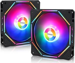 2 Pack RGB LED Series 120mm Case Fan for Computer Case, Unique Ultra Quiet Long Life Gaming PC Cooling Fan - Colorful