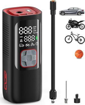 Cordless Tyre Inflator Air Compressor, 150PSI Car Tyre Pump, 4500 mAh Rechargeable  Battery, Cordless/Wired Double Power Supply, 12V Tyre Pump with Pressure  Gauge for Car/Bike/Ball/Moto