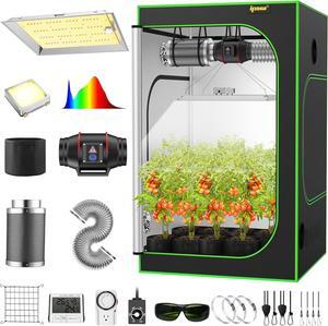 4x4 Grow Tent Kit, 48" x 48" x 80" Grow Tent Complete System Indoor Grow Kit with Full Spectrum LED Grow Light, 6 Ventilation System