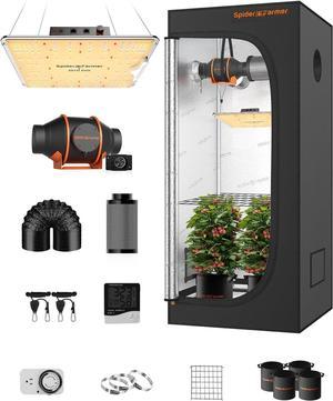 Grow Tent Kit Complete 3x3x5 SF1000 Samsung LM301H EVO  Dimmable Grow Tent Complete System 23x23ft Growing Tent Kit Set 27x27x62 with 4 Inch Inline Fan Carbon Filter