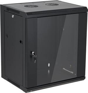12U Wall Mount Server Cabinet Network Rack Enclosure Locking Glass Door