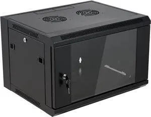 6U Wall Mount Server Cabinet Network Rack Enclosure Locking Glass Door