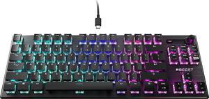 ROCCAT Vulcan TKL Mechanical Gaming Keyboard, Compact, Tenkeyless, Titan Optical Switches, RGB Lighting, Anodized Aluminum Top Plate, Detachable USB-C Cable, Low Profile Design, Black
