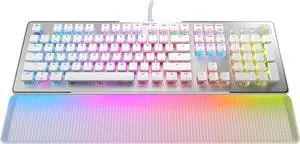 ROCCAT Vulcan II Max  Optical-Mechanical PC Gaming Keyboard, Customizable RGB Illuminated Keys and Palm Rest, TITAN II Switches, Aluminum Plate - White