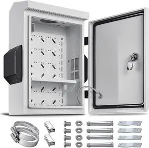 Outdoor Electrical Box, Cold-Rolled Steel Plate, Aluminum Alloy Back Beam, One-Piece Ventilation Design, IP65 Waterproof, Wall/Pole Mounted. (15.7" x 11.8" x 5.9")