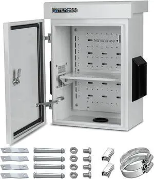 Outdoor Electrical Box, Cold-Rolled Steel Plate, Aluminum Alloy Back Beam, One-Piece Ventilation Design, IP65 Waterproof, Wall/Pole Mounted. (17.8" x 13.8" x 8")