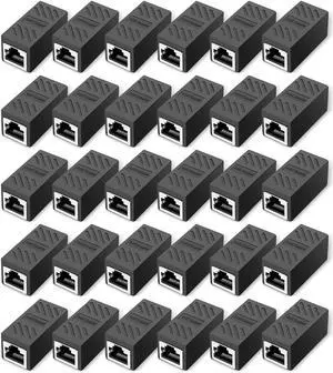 RJ45 Coupler Ethernet Coupler in Line Coupler for Cat8/Cat7/Cat6/Cat5e/Cat5 Ethernet Cable Extender Adapter Female to Female (30 PCS Black)